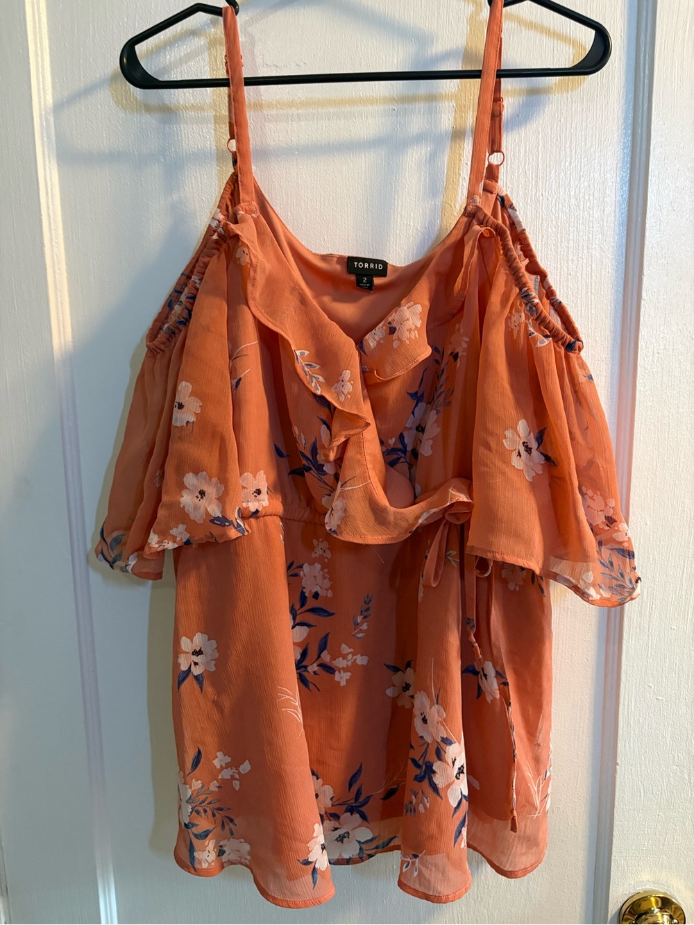 torrid Orange Floral Cold-Shoulder Ruffle Camisole